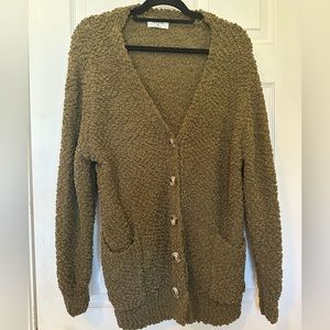 Olive green popcorn cardigan